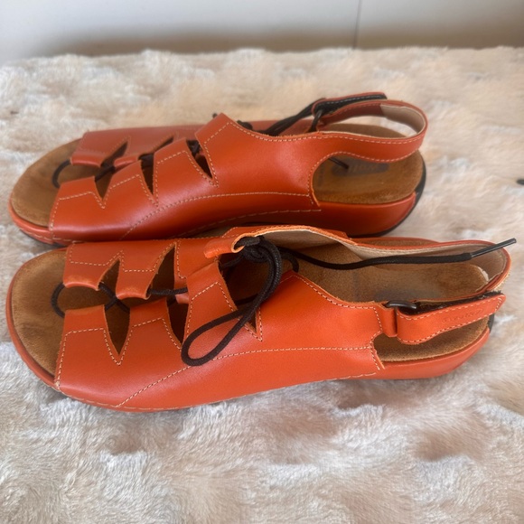 Wolky Shoes - Wolky Orange Leather Women's Sandals
